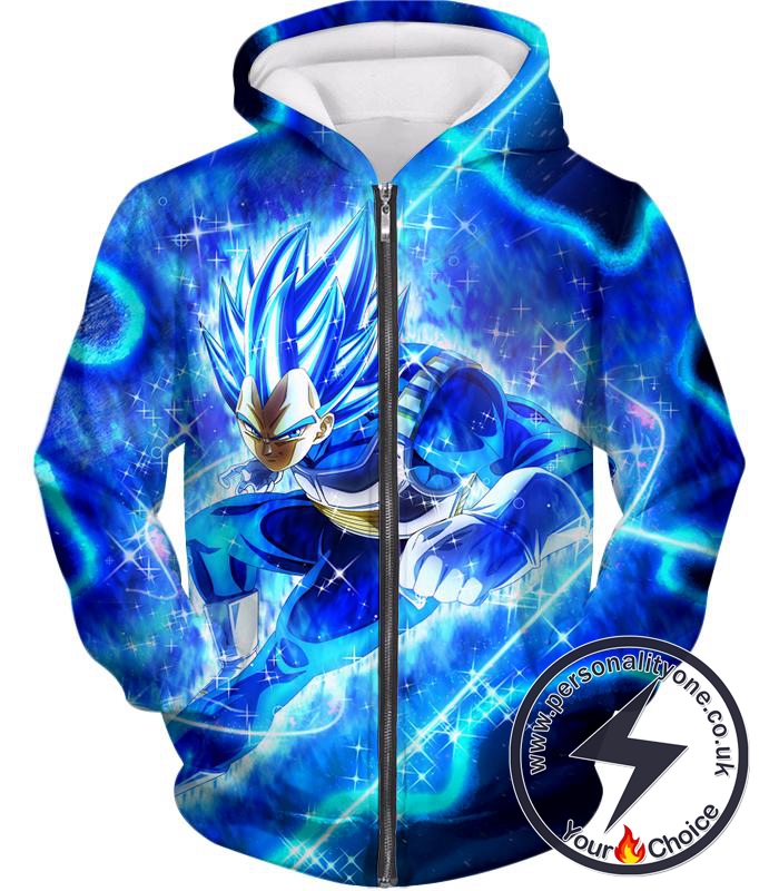 Dragon Ball Super Prince Vegeta Super Saiyan Blue Ultimate Anime Graphic Action Zip Up Hoodie